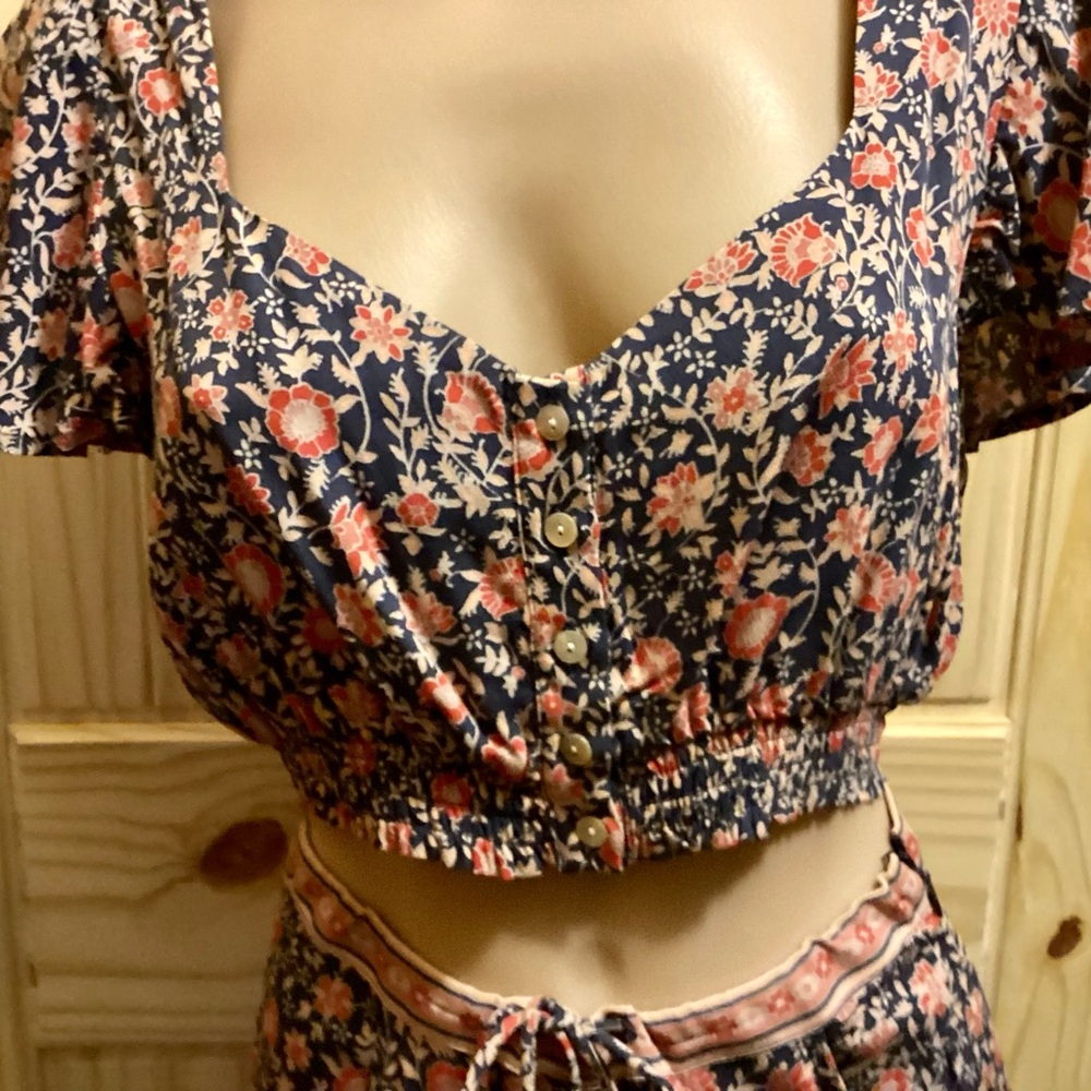 SPELL & the GYPSY Bohemian Summer Crop Top and matching Pant XS cool set L@@K - Picture 2 of 14